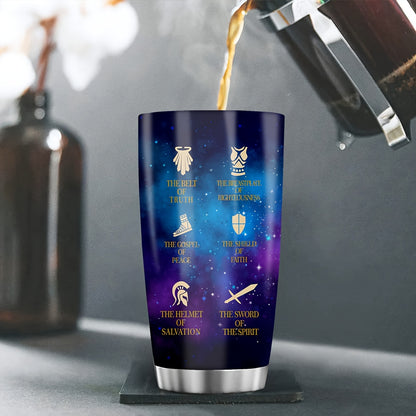 "Put On The Full Armor of God" Tumbler for Women - Ephesians 6 Christian Coffee Mug 20oz | Thanksgiving & Christmas Gift for Her, Insulated Travel Cup