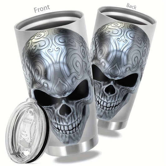 Skull Design Tumbler 20oz - Gothic Stainless Steel Insulated Coffee Mug | Double Wall Vacuum, Leakproof, Halloween & Dark Aesthetic Gift