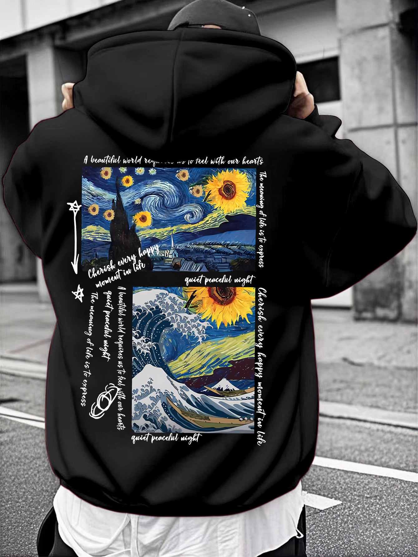 Men's Urban Silhouette Hoodie | Creative Graphic Print, Statement Long Sleeve Hooded Sweatshirt Pullover