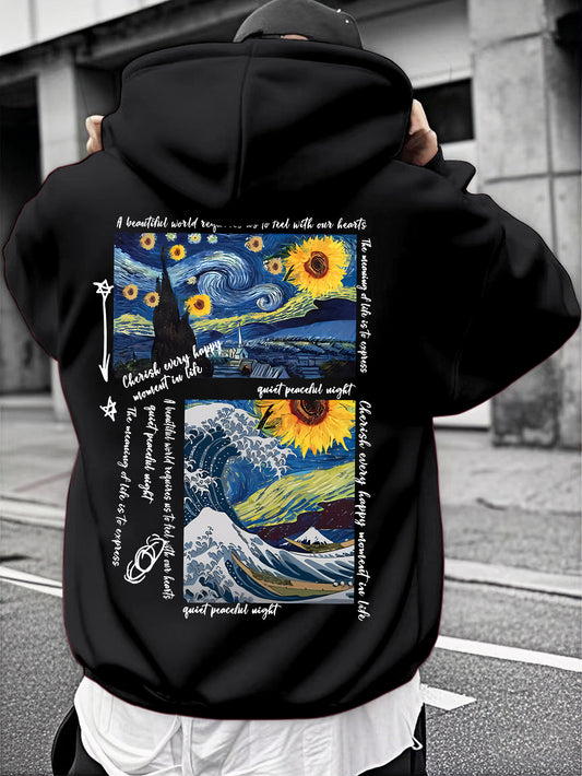 Men's Urban Silhouette Hoodie | Creative Graphic Print, Statement Long Sleeve Hooded Sweatshirt Pullover