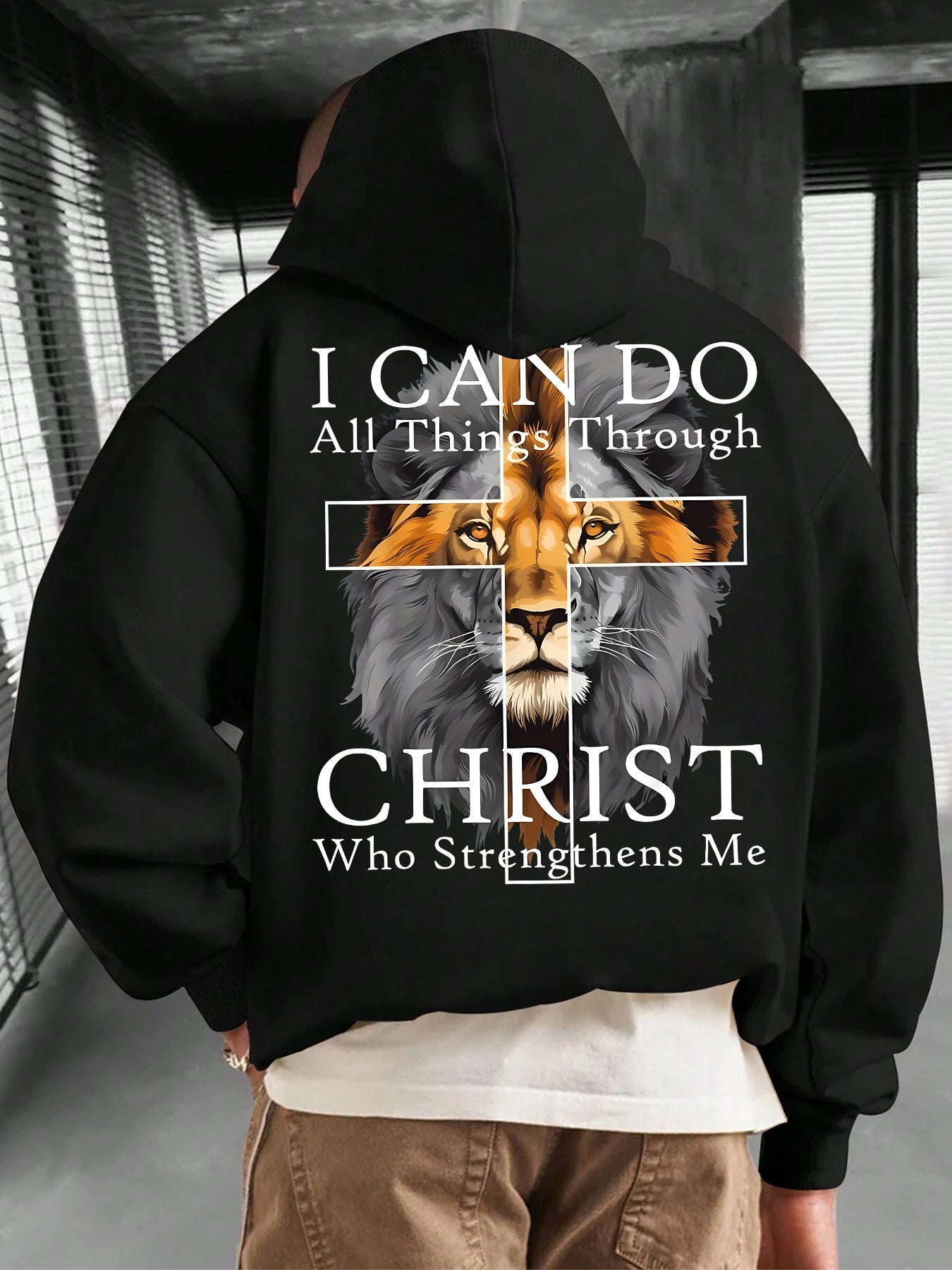Men's Lion King Graphic Hoodie - Fierce Animal Print Pullover with Drawstring & Pocket | Bold Casual Streetwear