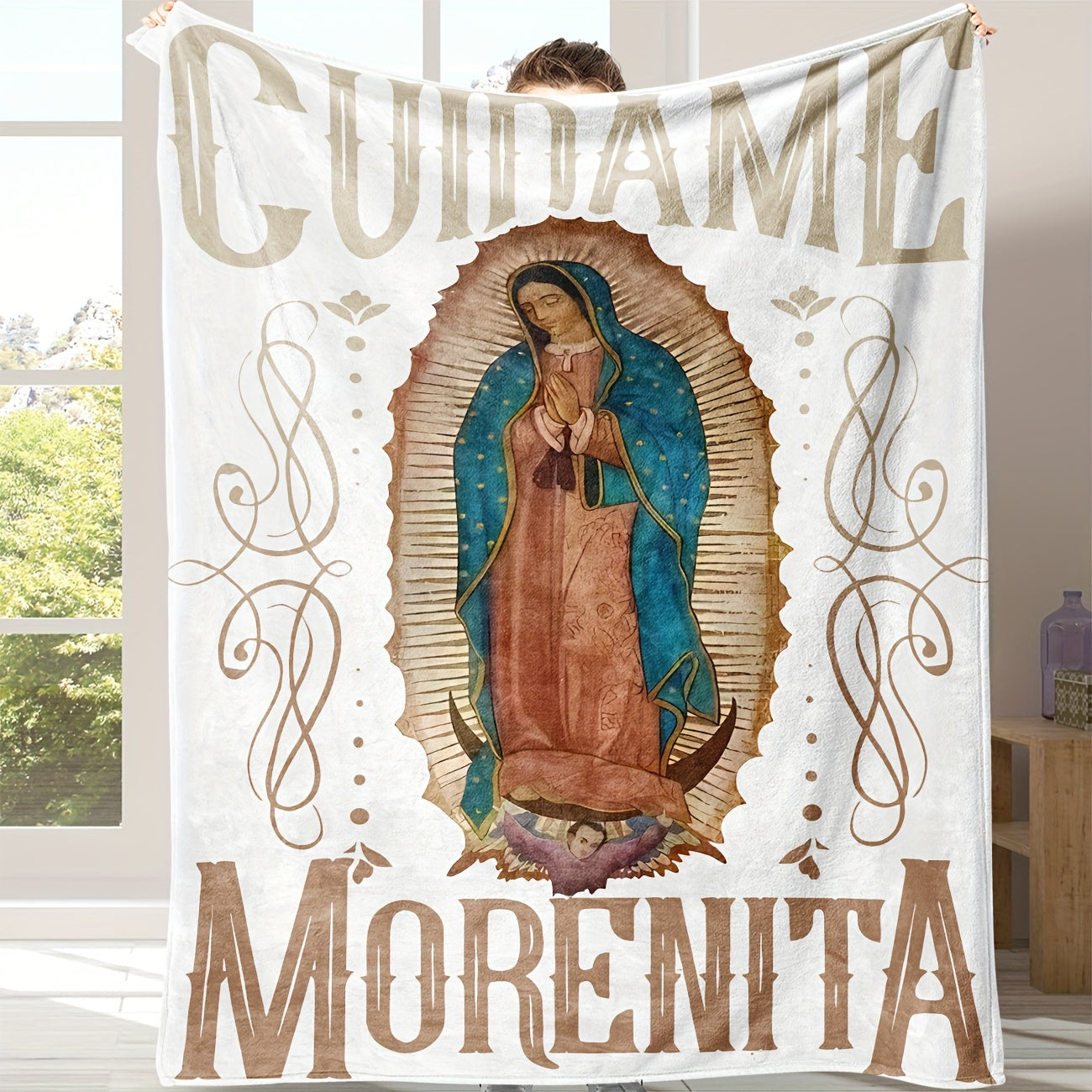 Virgin Mary Flannel Throw Blankets - Inspirational Christian Blanket with Sacred Image | Soft, Comforting Faith-Based Gift for Prayer, Home, and Solace