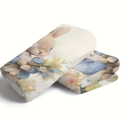 Rabbit Print Flannel Throw Blankets - Adorable & Lightweight Blanket for Kids and Adults | Soft Multi-Scene Gift for Nursery, Home, and Cozy Comfort