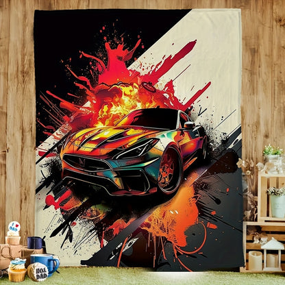 Supercar Dreams Blanket - High-Speed Print Throw for Car Enthusiasts | The Ultimate Gift for His Man Cave, Garage, & Indoor/Outdoor Adventures