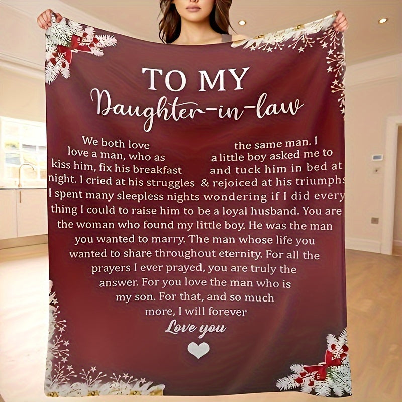 Welcome to the Family Heirloom - Burgundy Floral Flannel Throw, A Cherished Gift for New Daughter-in-Law, Wedding & Beyond