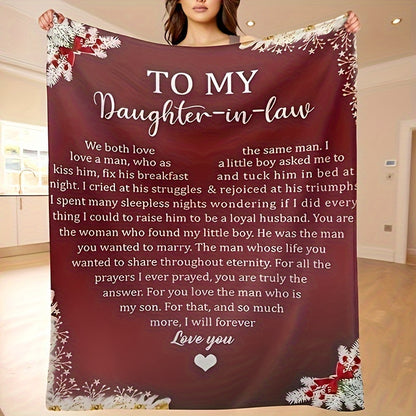 Welcome to the Family Heirloom - Burgundy Floral Flannel Throw, A Cherished Gift for New Daughter-in-Law, Wedding & Beyond
