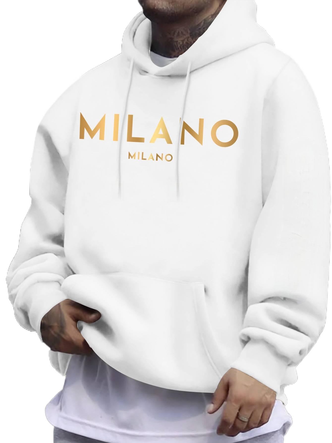 Minimalist Gradient Hoodie - Men's Casual Letter Print Pullover | Long Sleeve Hooded Sweatshirt for Daily Wear & Street Style