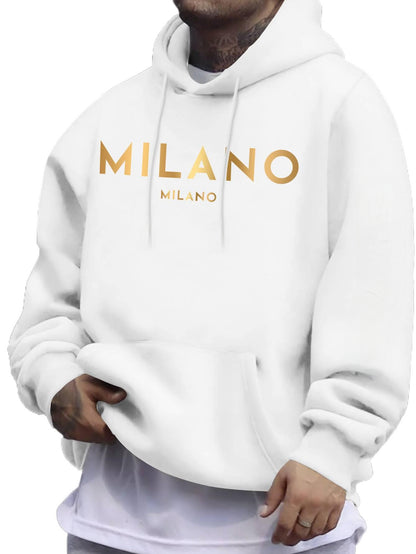Minimalist Gradient Hoodie - Men's Casual Letter Print Pullover | Long Sleeve Hooded Sweatshirt for Daily Wear & Street Style