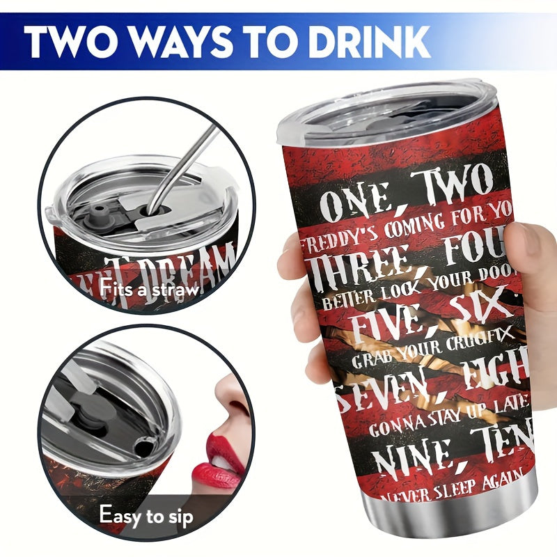Limited Edition Halloween Tumbler for Horror Enthusiasts - 20oz Insulated 304 Stainless Steel Cup, Double-Wall Technology Keeps Drinks Hot/Cold 12-24H - Collector's Item & Ultimate Gift for Men