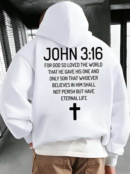 Men‘s Winter Hoodie - Statement Print Pullover with Hood, Warm Fleece Lining & Kangaroo Pocket | Cold Weather Essential & Casual Streetwear