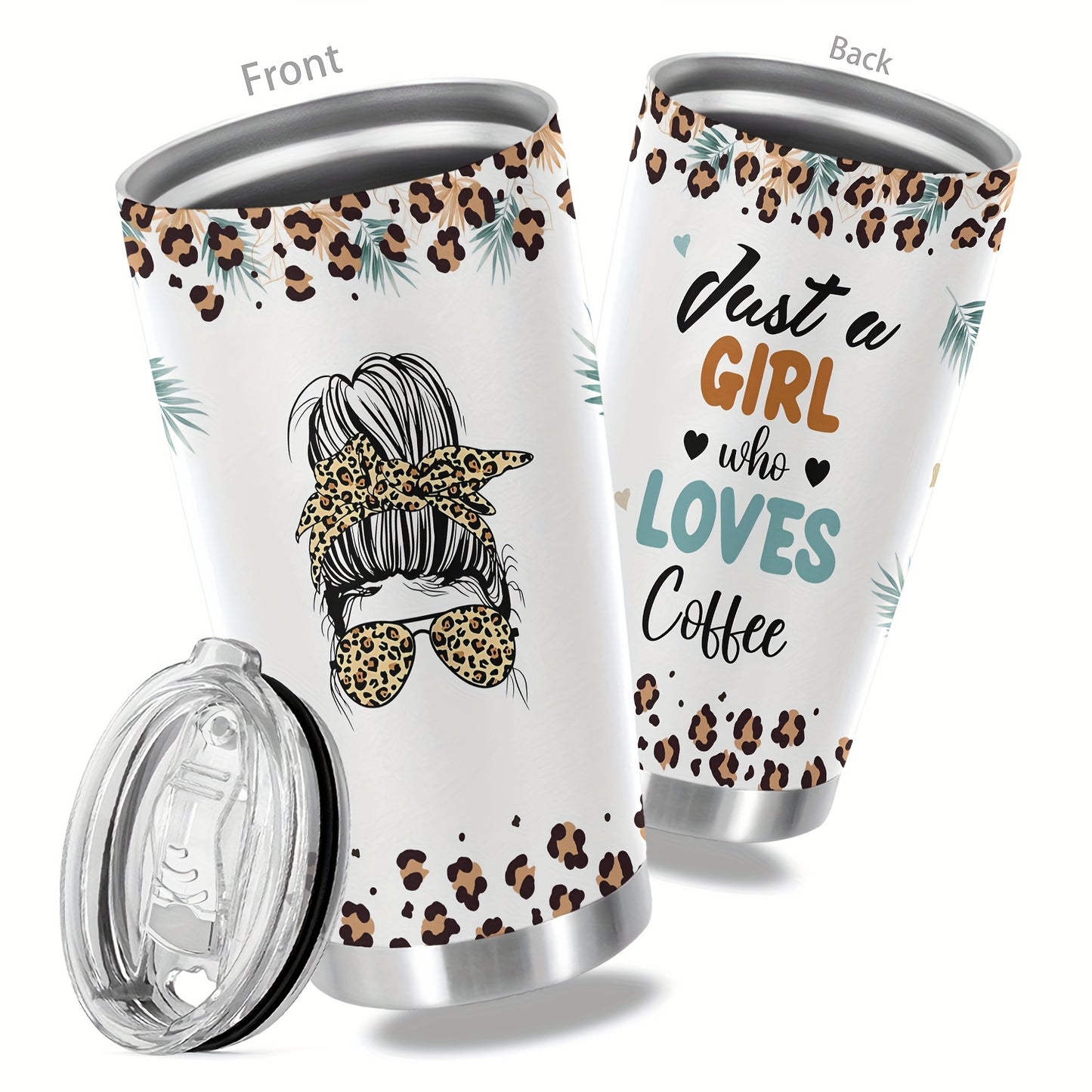 "Just a Girl Who Loves Coffee" 20oz Funny Tumbler - Double Wall Vacuum Insulated Stainless Steel Travel Mug | Cute Gift for Women, Daughters, Friends & Coffee Lovers