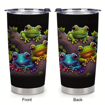 Tree Frog Design Tumbler - 20oz Stainless Steel Travel Mug with Leakproof Lid, Insulated Cup Keeps Hot & Cold, Unique Gift for Nature Lovers, Parents, Friends