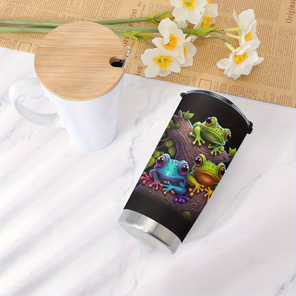 Tree Frog Design Tumbler - 20oz Stainless Steel Travel Mug with Leakproof Lid, Insulated Cup Keeps Hot & Cold, Unique Gift for Nature Lovers, Parents, Friends
