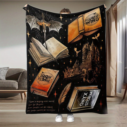 Fantasy Literature Flannel Blanket - Ultra-Soft & Skin-Friendly, All-Season Cozy Throw Blankets, Perfect Gift for Book Lovers