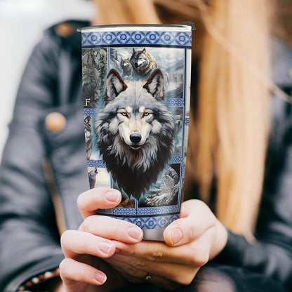 Alpha Wolf Tumbler - 20oz Stainless Steel Insulated Travel Mug, Double Wall Vacuum, Durable & Leakproof, Symbol of Strength & Loyalty, Gift for Men & Women