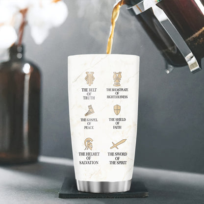 "Put On The Full Armor Of God" 20oz Tumbler - Ephesians 6 Bible Verse Gift for Pastor, Priest & Church Leaders | Stainless Steel Insulated Cup for Ministry