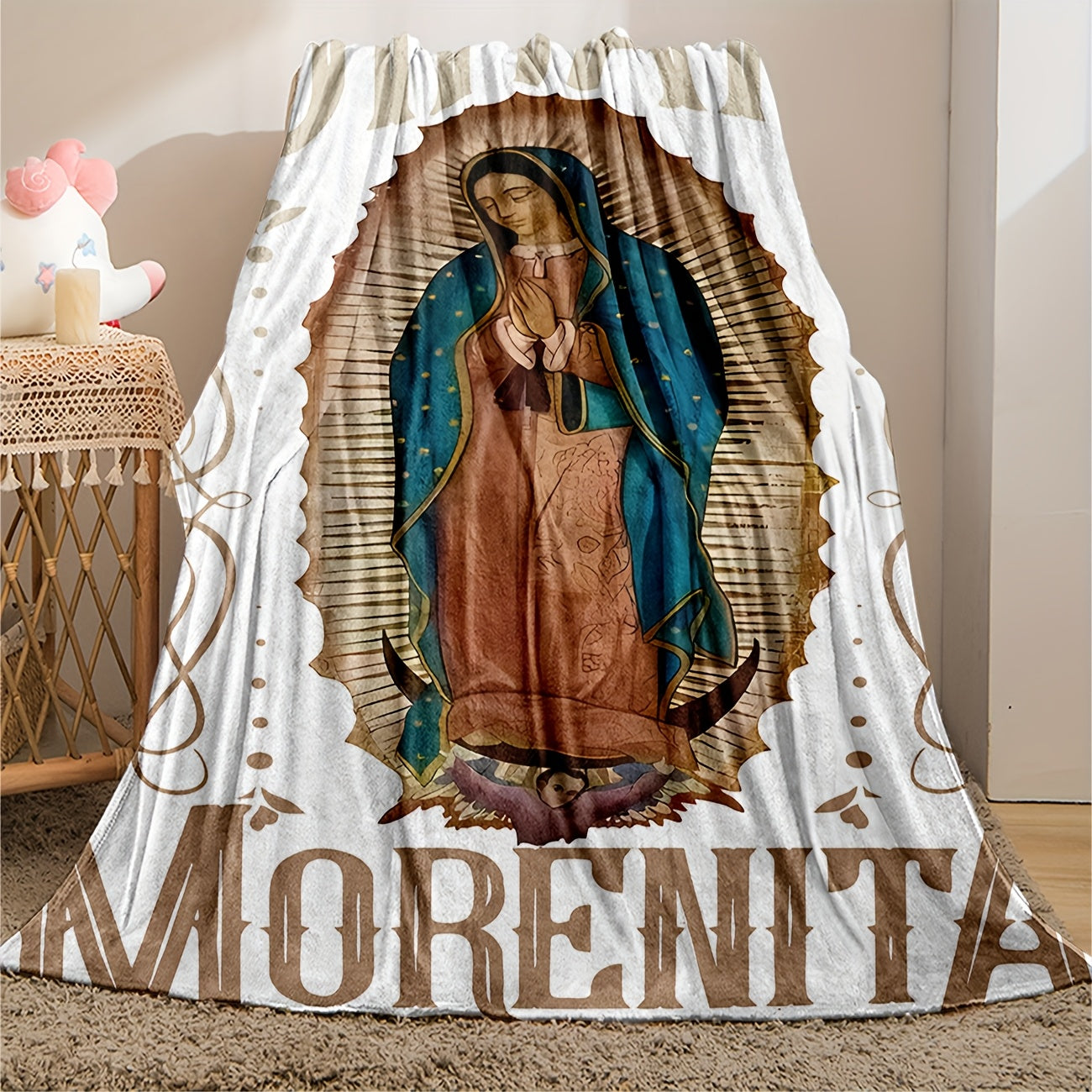 Virgin Mary Flannel Throw Blankets - Inspirational Christian Blanket with Sacred Image | Soft, Comforting Faith-Based Gift for Prayer, Home, and Solace