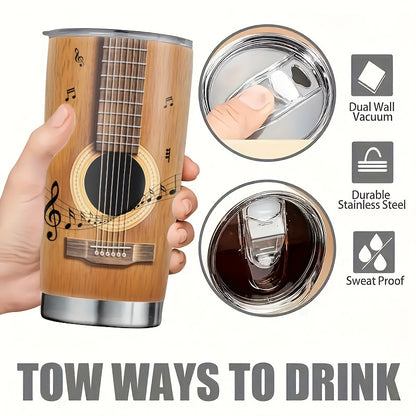 20oz Guitar Tumbler with Lid - Stainless Steel Travel Mug with Guitar Chord Chart Design | Double Wall Vacuum Insulated, Leakproof | Gift for Musicians