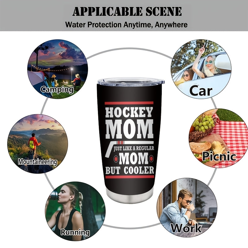 Hockey Mom Insulated Cup - 20oz Double-Walled Tumbler, 304 Stainless Steel with Hockey Theme Design - Keeps Drinks Ice Cold, Perfect Sports Fan Gift for Games & Outdoor