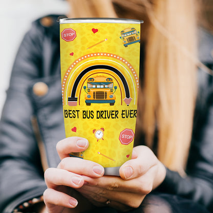 Best Bus Driver Ever Tumbler - 1pc Stainless Steel Thermal Travel Mug & Coffee Cup, School Bus Gift for Bus Drivers | Oval-Shaped Insulated Mug, Birthday Christmas Gifts for Men Women (Bus Lovers Gift)