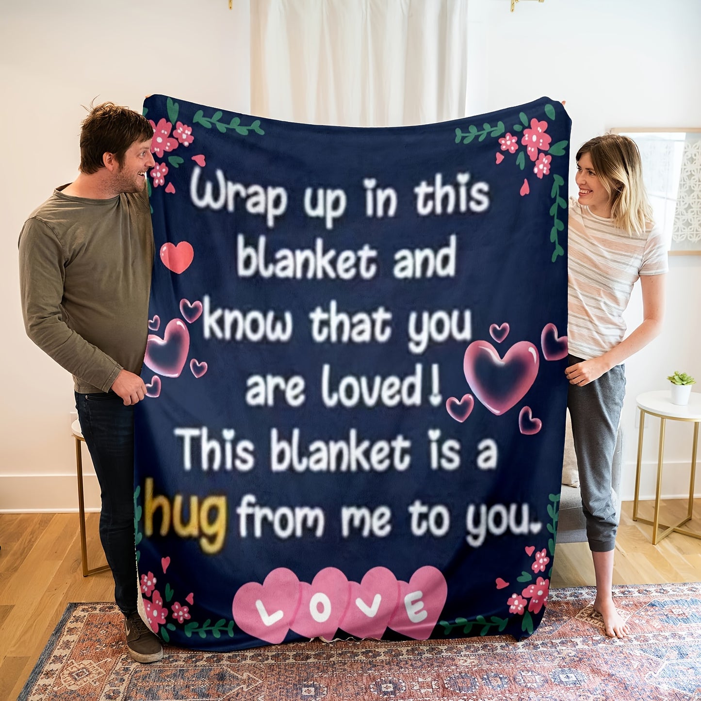 Pink Heart Print Throw Blanket - All-Season Cozy & Lightweight, Multi-Use for Couch, Camping, Dorm, Sweet Gift for Friends, Galentine's Day