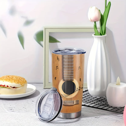 20oz Guitar Tumbler with Lid - Stainless Steel Travel Mug with Guitar Chord Chart Design | Double Wall Vacuum Insulated, Leakproof | Gift for Musicians