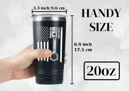 Premium Car Enthusiast Tumbler – 20oz Vacuum Insulated Stainless Steel with Lid & Straw, Engineered for the Road