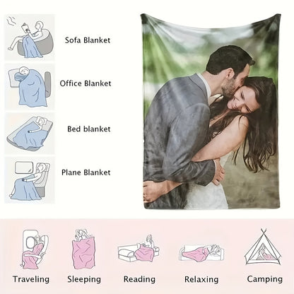 Custom Photo Collage Flannel Blanket - Personalized with 1 to 5 Pictures, Heartwarming Gift for Family, Couples, Christmas & Special Occasions