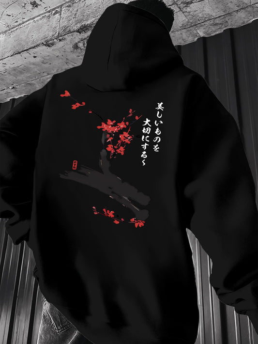 Men's French Terry Hoodie - Streetwear Trend Pullover, Unisex Casual Hooded Sweatshirt for Fall & Outdoor