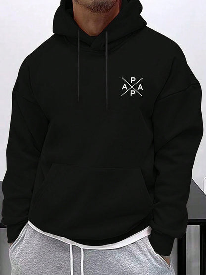 "Best Dad Ever" Men's Hoodie - Father's Day Gift Pullover with Letter Print & Kangaroo Pocket | Cozy Casual Wear for Him