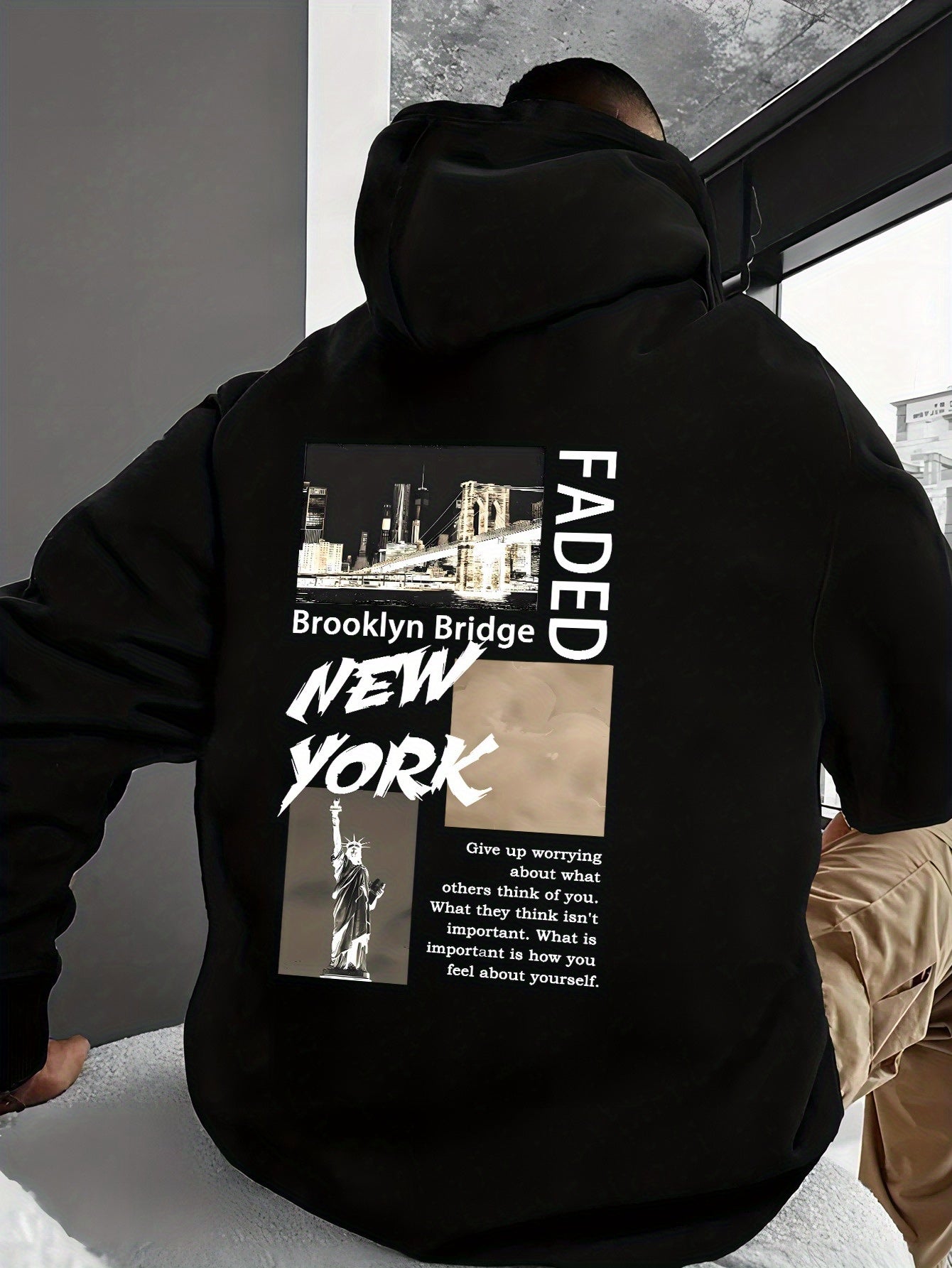 Men's Tailored Fit Hoodie - Brooklyn Bridge Pullover | Casual Men's Hooded Sweatshirt