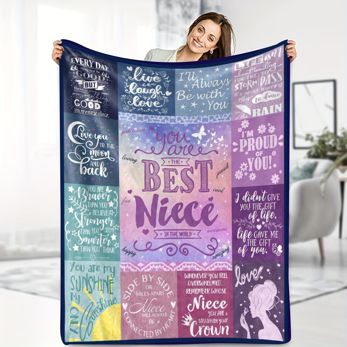 To My Dearest Niece - A Cozy Hug in Blanket Form | Soft Flannel Sofa Throw for Movie Nights, Perfect Birthday & Holiday Gift