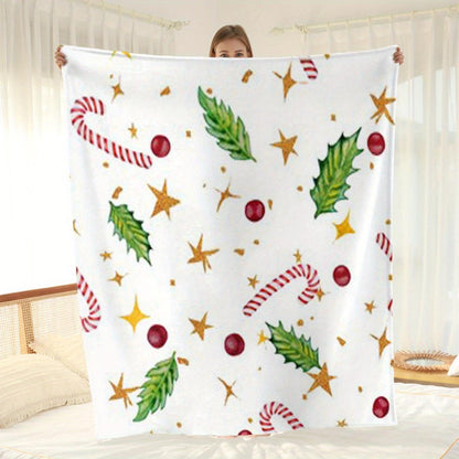 Luxurious Red & Gold Christmas Blanket - Plush Fleece Throw, Soft Festive Gift for Sofa, Bed & Home Decor