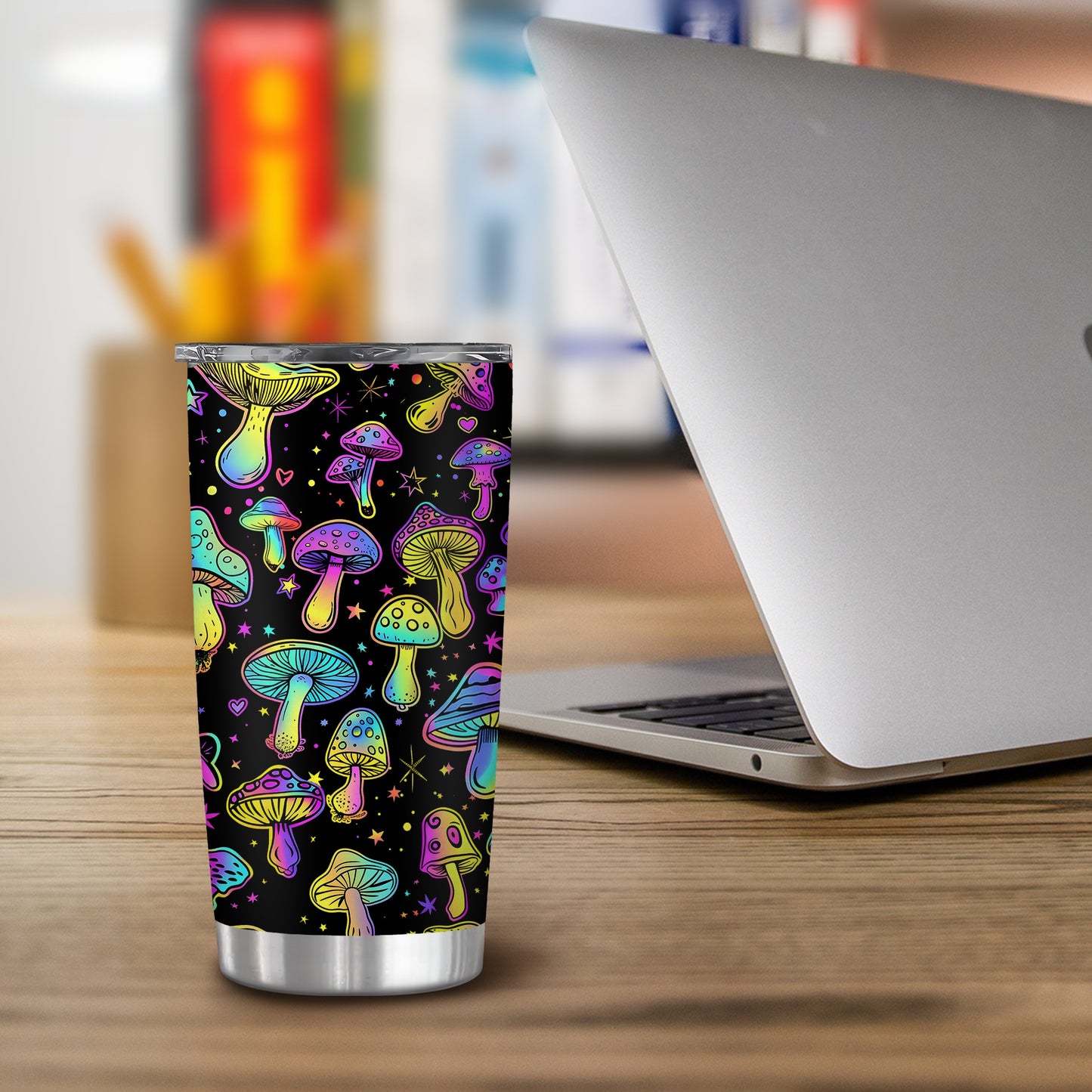 Fluorescent Mushroom Tumbler - 20oz BPA-Free Stainless Steel Insulated Cup, Double Wall & Leak Proof - Perfect Halloween, Valentine‘s Day Gift - Reusable Travel Mug