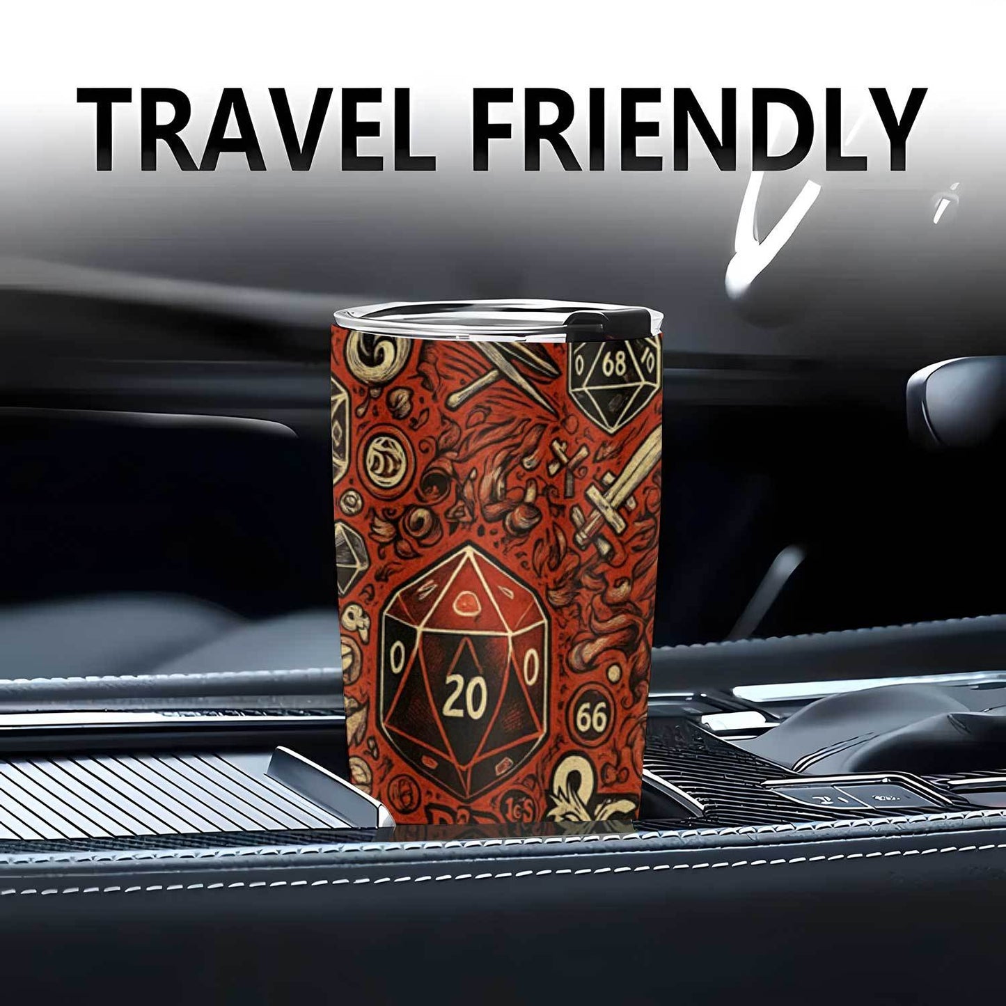 Dungeons & Dragons Stainless Steel Tumbler 20oz - Dragon & Gemstone Design, Double-Wall Vacuum Insulated, Leak-Proof Coffee Travel Mug, Gift for Gamers & D&D Fans