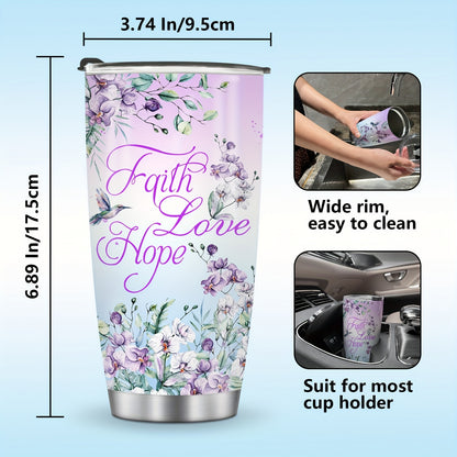 Hummingbird & Flower Tumbler - 20oz Vacuum Insulated Travel Coffee Cup, Perfect Heartfelt Gift for Mother, Grandma, Mama, Sister & Daughter