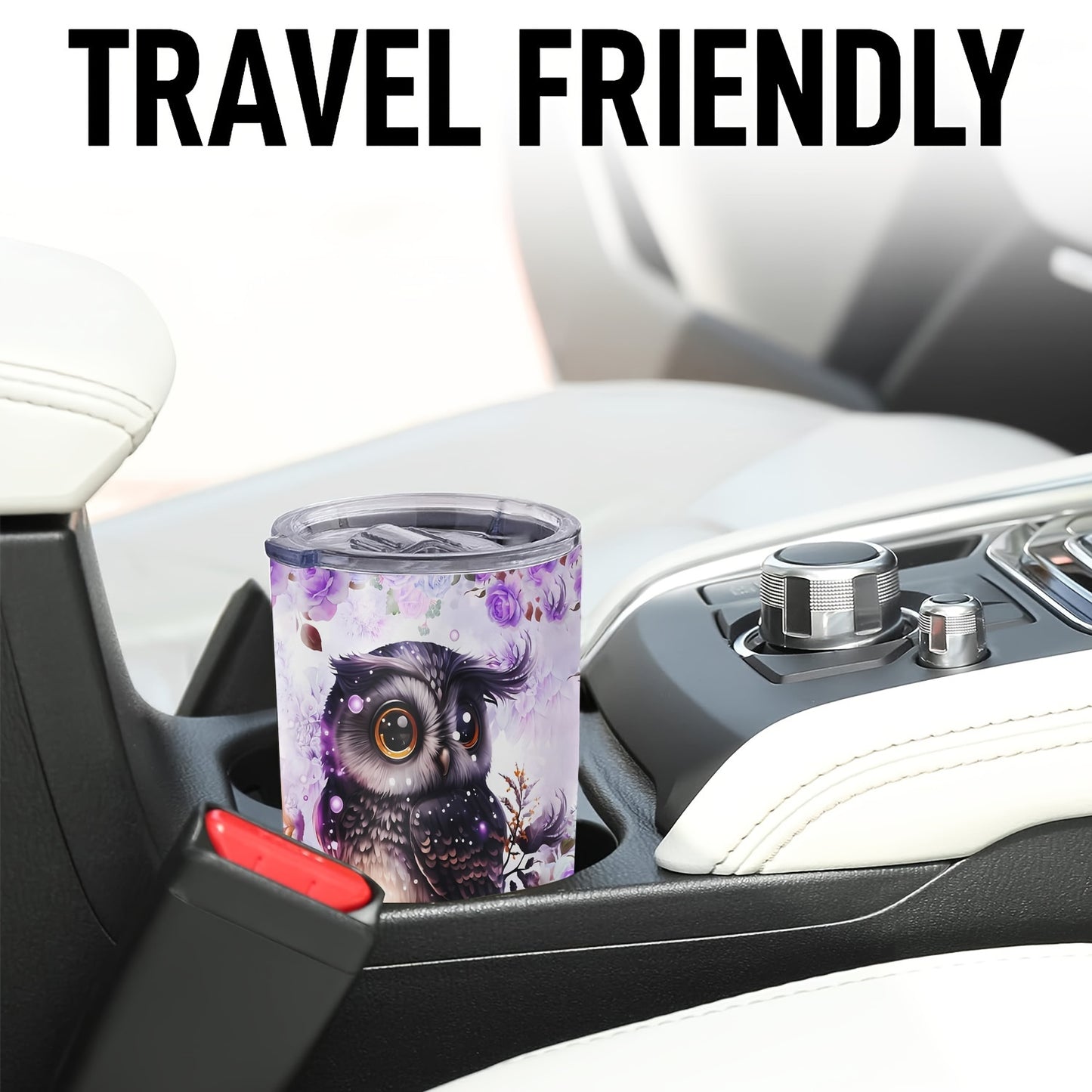 20oz Double-Wall Vacuum Insulated Stainless Steel Tumbler with Lid - Cute Owl Print Design - Keeps Drinks Hot & Cold - Perfect Travel Mug, Tea Cup, Gift