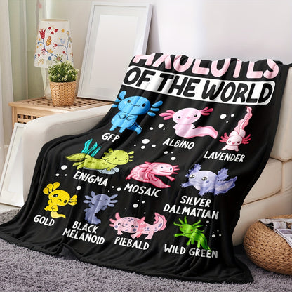 Black Cartoon Jellyfish Flannel Throw - Whimsical Deep Sea Creatures, Soft & Lightweight All-Season, Digital Art Print for Home, Dorm & Festival Gear