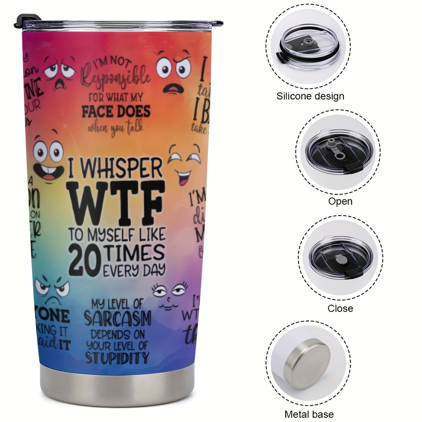 Slim Fit Car Cup Holder Tumbler - 20oz Sarcastic Skinny Stainless Steel Insulated Travel Mug, Leak-Proof Lid for Commute & Outdoor | Funny Gift for Friends, Coworkers