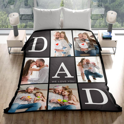 Modern Geometric Photo Blanket - Personalized Couple Design with Custom Text, Unique All-Season Gift for Anniversary, Wedding, Christmas Keepsake