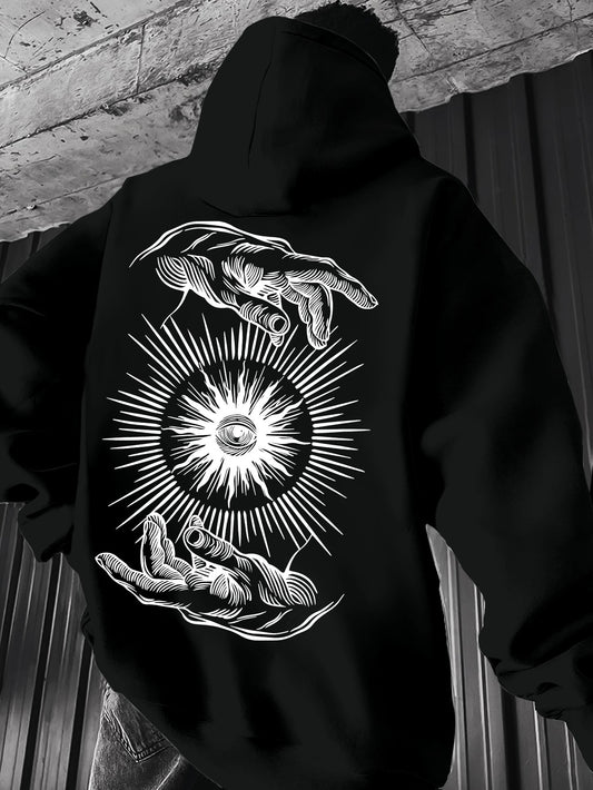 Minimalist Graphic Hoodie - Abstract Print Streetwear Trend Premium Essential Hooded Sweatshirt