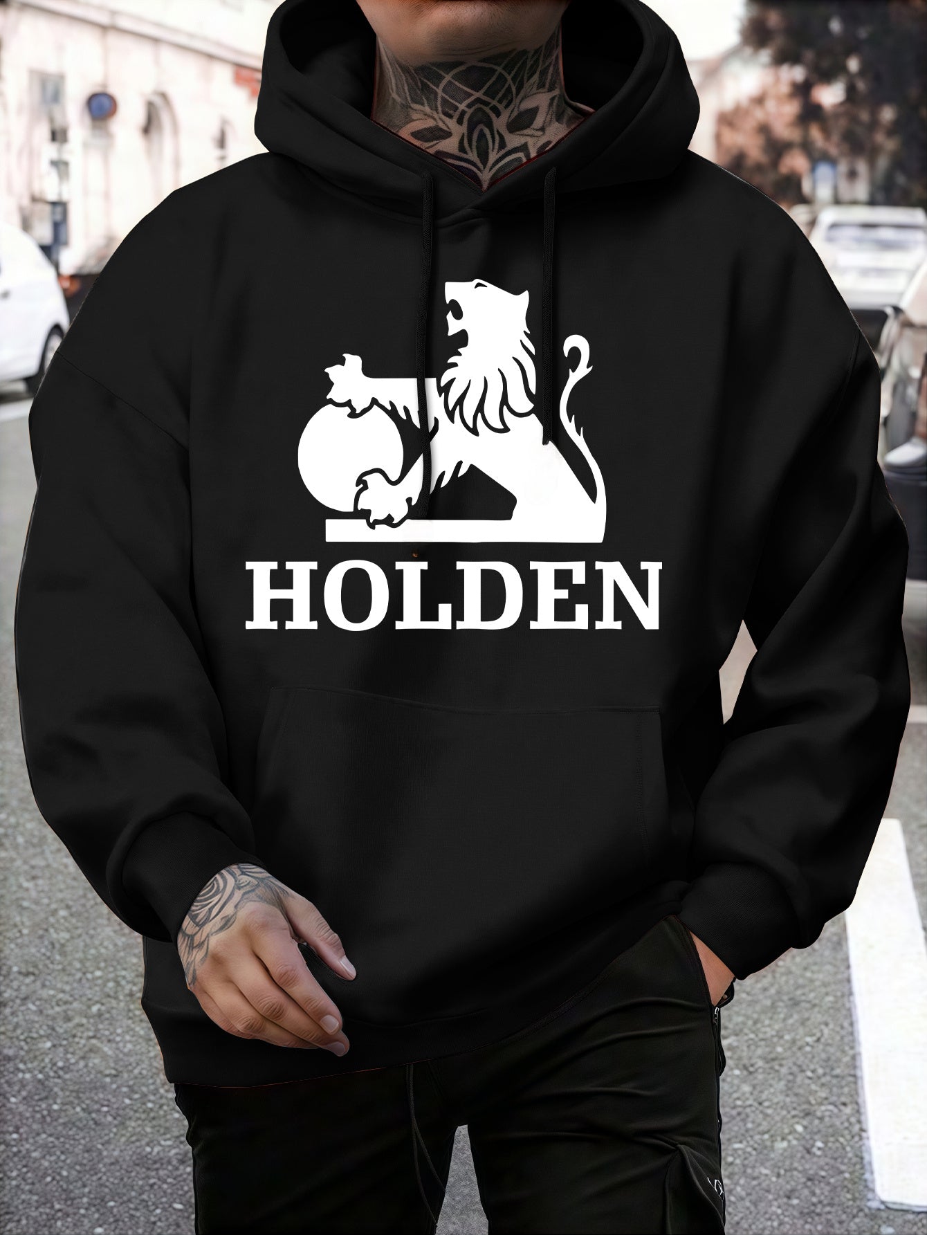 Men's Motivational Print Hoodie - Streetwear Trend with Drawstring Hood & Kangaroo Pocket Hooded Sweatshirt Pullover