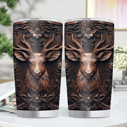 Hunting Gift for Men - Deer Design 20oz Insulated Tumbler, Stainless Steel Travel Mug - Perfect Father‘s Day, Birthday, Christmas Present for Dad, Husband & Hunters