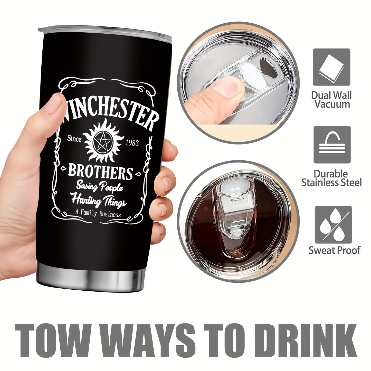 Men‘s Travel Mug with Handle 20oz - Double Wall Insulated Stainless Steel Tumbler | Outdoor & Car Cup, Perfect Gift for Dad, Brother, Husband