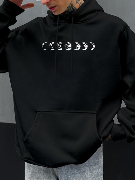 Urban Geometric Print Hoodie - Men's Signature Pullover, Regular Fit Casual Hooded Sweatshirt