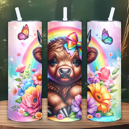 Cute Highland Cow Insulated Cup - 20oz Stainless Steel Tumbler with Lid & Straw, Keeps Drinks Hot/Cold - Perfect Gift for Mom, Sister, Friend, Couple - For Home, Travel, Summer & Winter