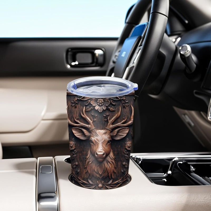 Hunting Gift for Men - Deer Design 20oz Insulated Tumbler, Stainless Steel Travel Mug - Perfect Father‘s Day, Birthday, Christmas Present for Dad, Husband & Hunters