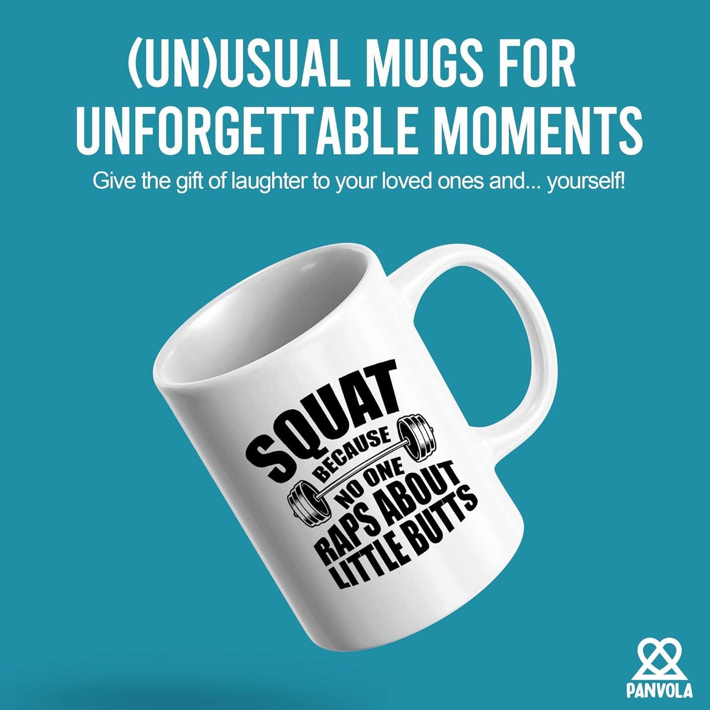 11oz Funny Gym Gift Mug - "Squat Because No One Raps About Little Butts" for Fitness Coach & Lifters