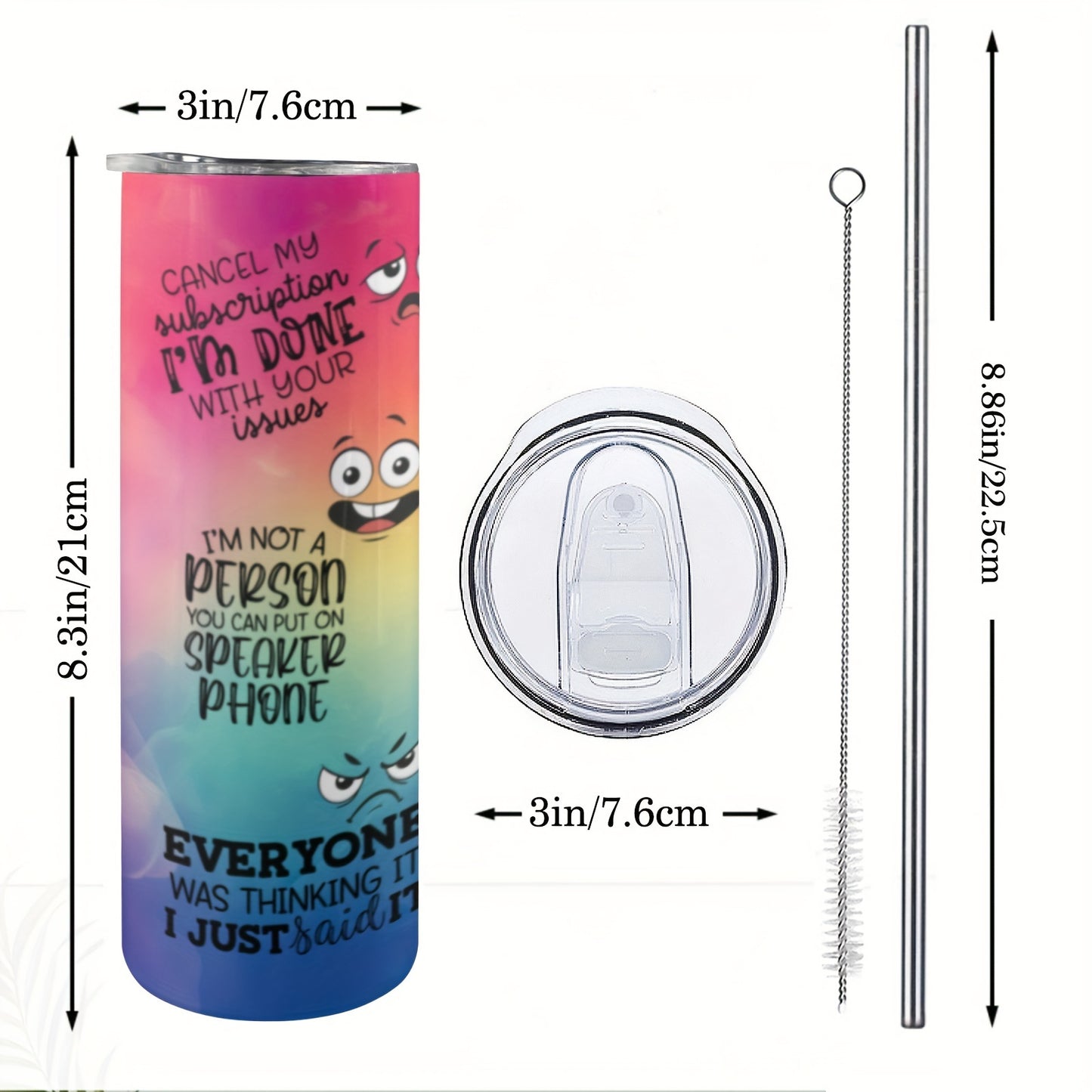 Sarcastic Skinny Tumbler Gift - 20oz Slim Design Stainless Steel Insulated Cup, Perfect Fit for Car, Travel & Office | Funny Coffee Mug for Friends, Him, Her