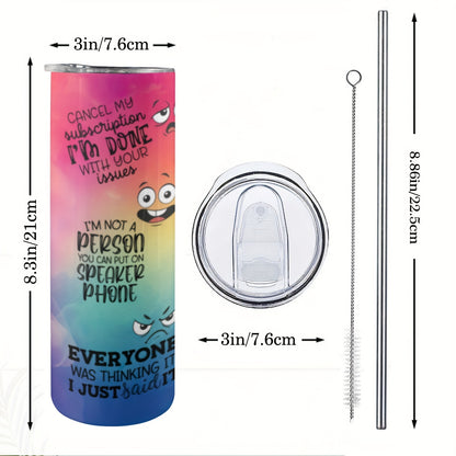 Sarcastic Skinny Tumbler Gift - 20oz Slim Design Stainless Steel Insulated Cup, Perfect Fit for Car, Travel & Office | Funny Coffee Mug for Friends, Him, Her